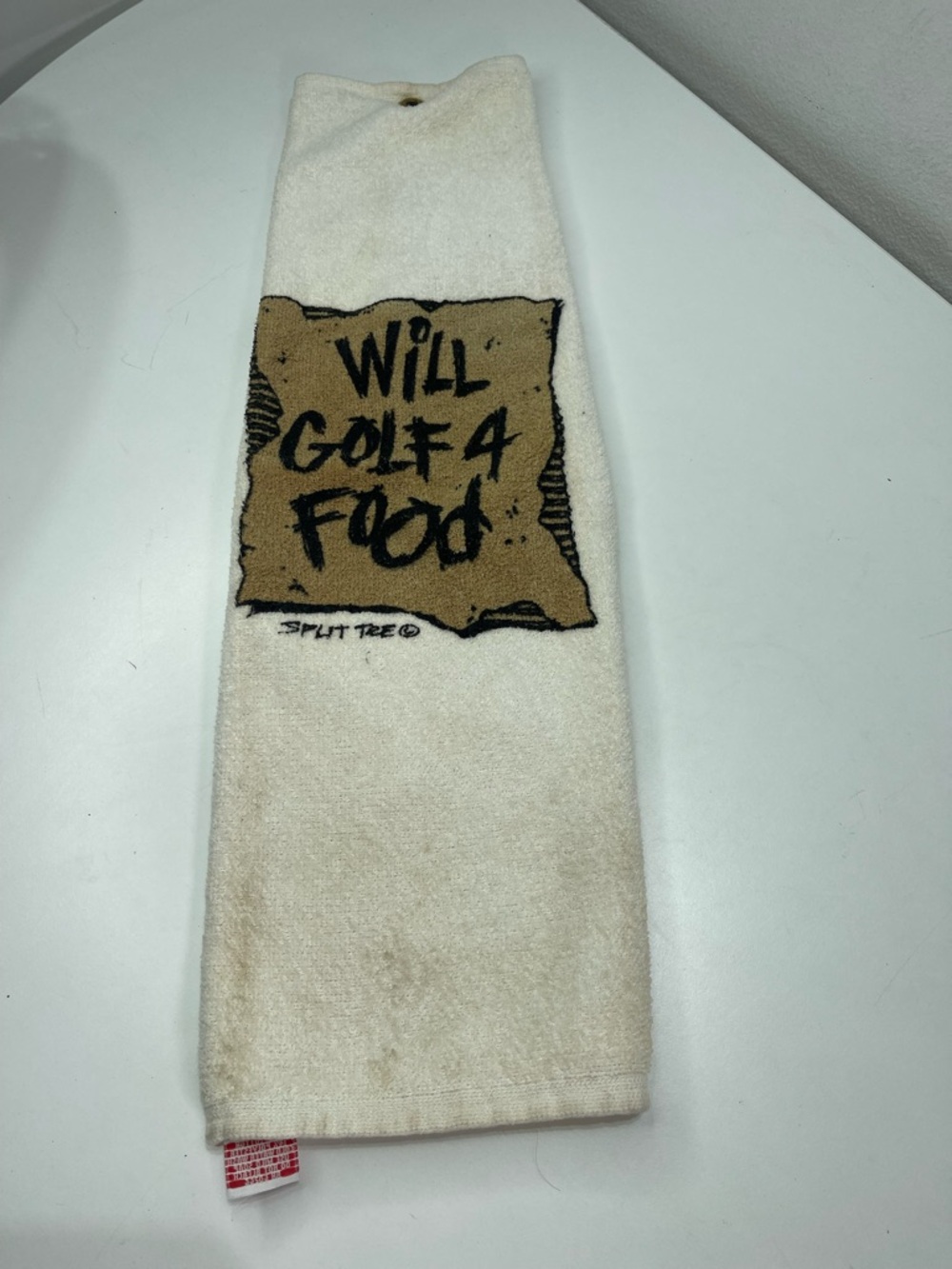 Vtg Split Tee Will Golf 4 Food Golf Bag Towel White Graphic USA Made 23''